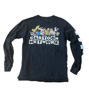 Y2K Cartoon Network Logo Characters Long Sleeve Black Shirt Medium